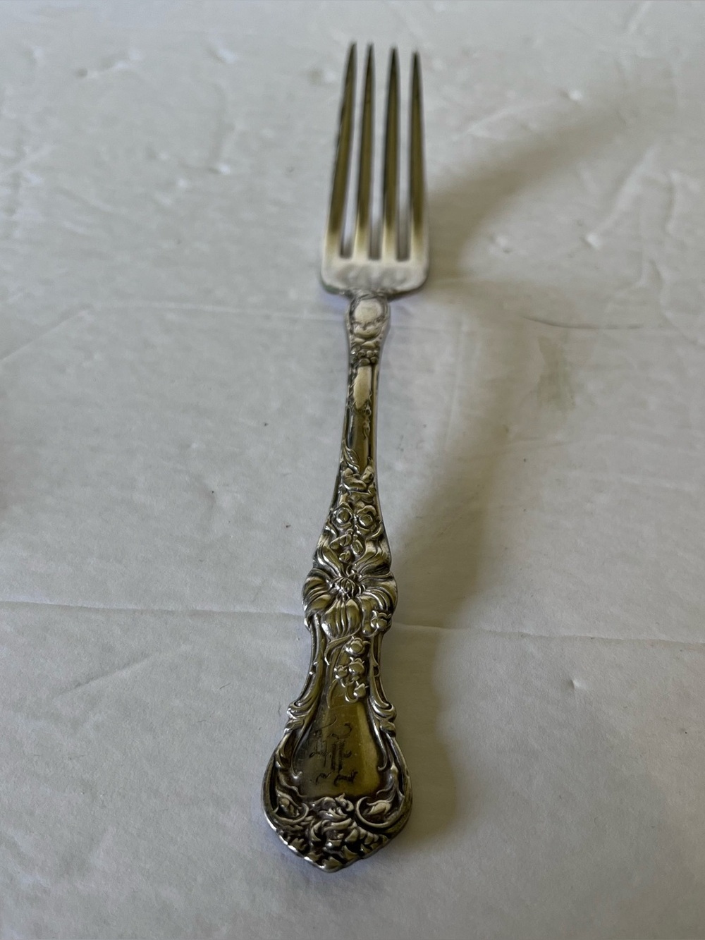 Antique R. Wallace Silverplate Floral Pattern Dinner Fork Pat: June 6 1903 Mono